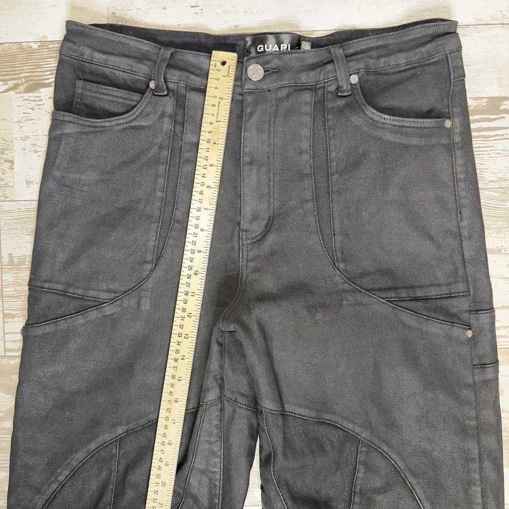 Guapi Jeans Mens 36x32 Black Wide Leg Relaxed Fit Charcoal Denim Stretch Pants